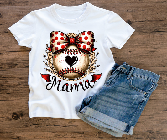 Mom - Baseball Mama - White and Red