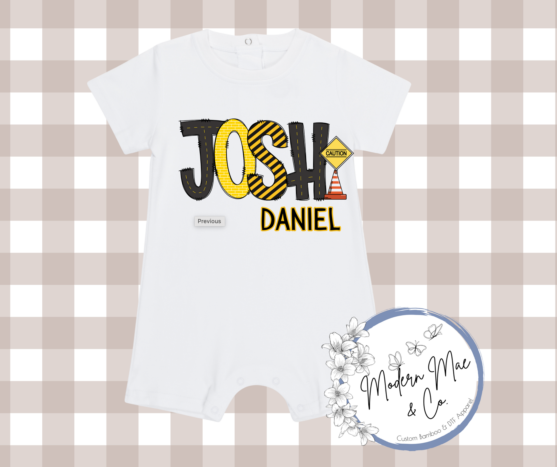 Boy SS Romper - Personalized Construction Worker