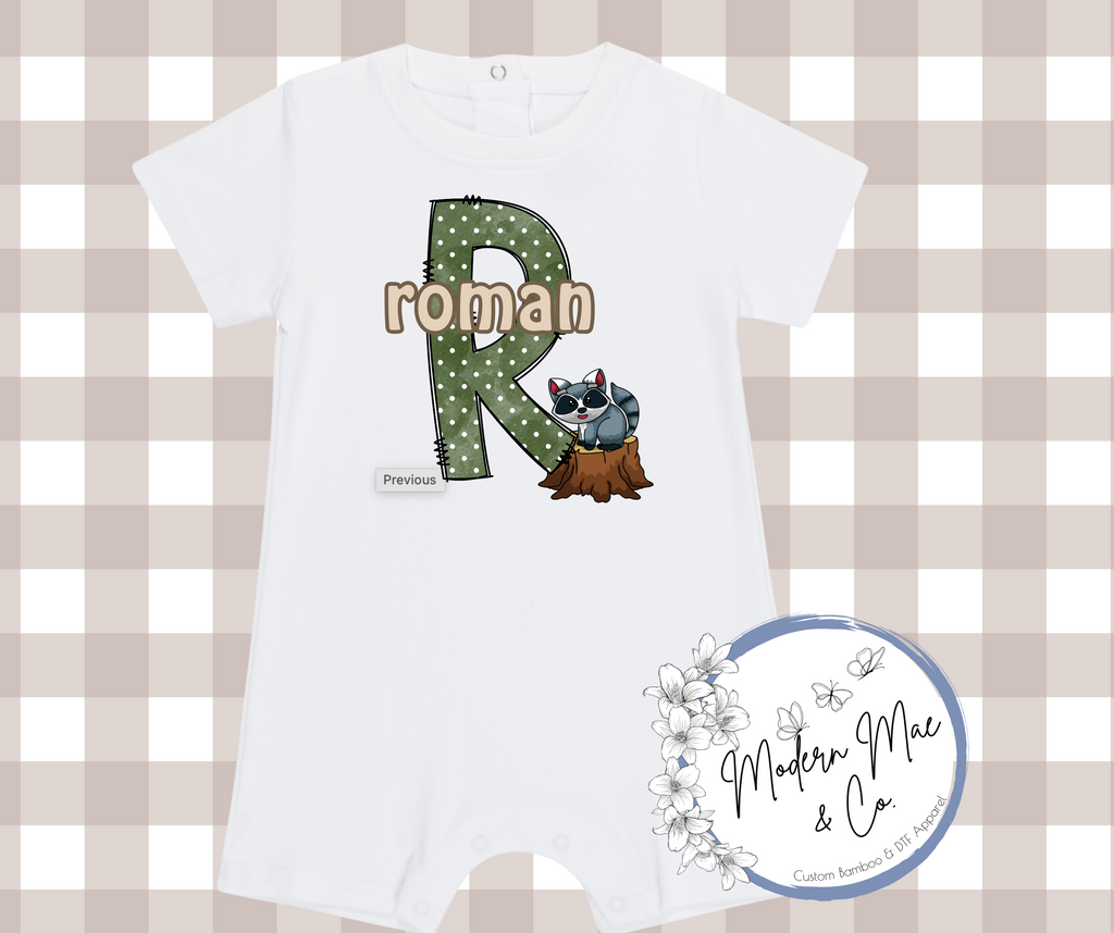 Boy SS Romper - Personalized Woodland Animals