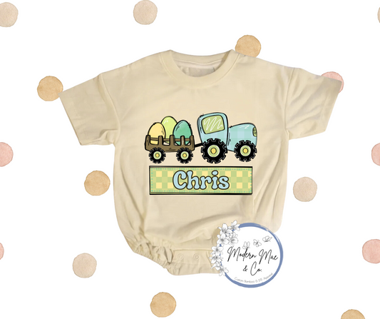 Easter - Tractor Towing Egg - Personalized