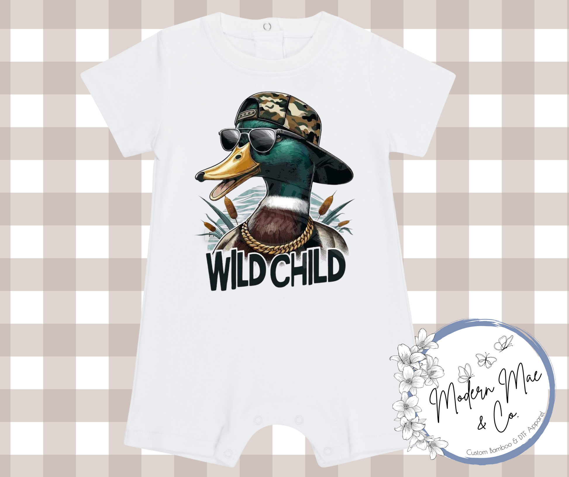 Boy SS Romper - Wild Child Mallard