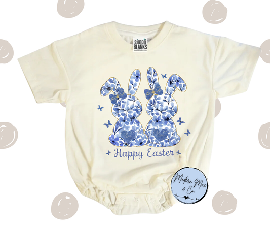 Easter - Double Bunny - Blue Floral