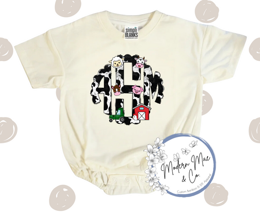 Personalized - Monogram - Farm Cow Print