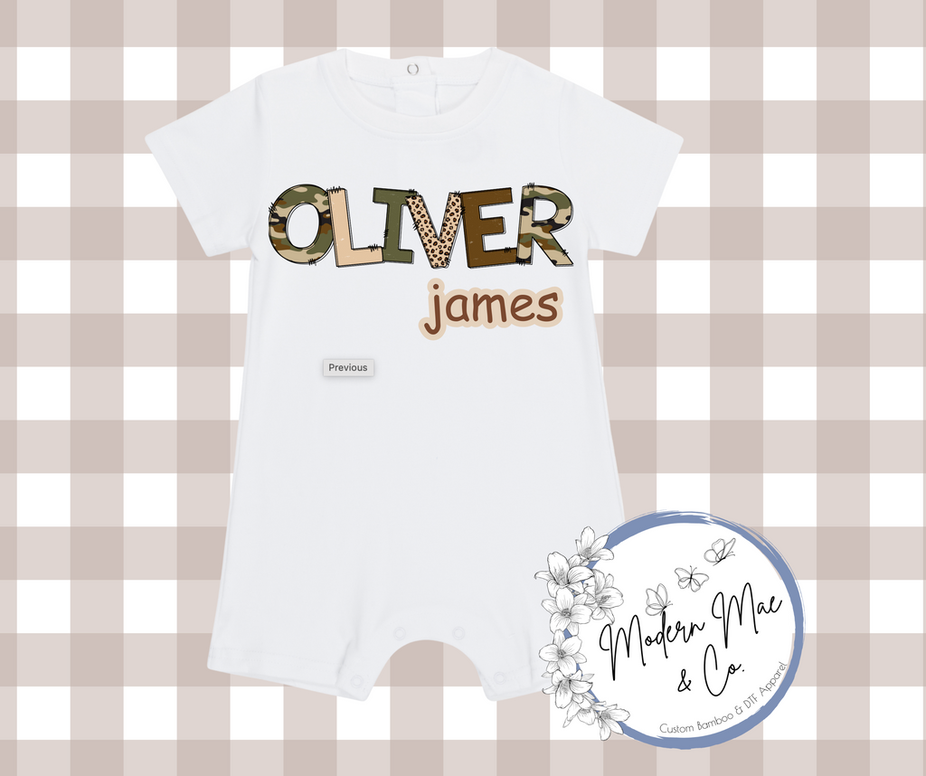 Boy SS Romper - Personalized Camo Theme