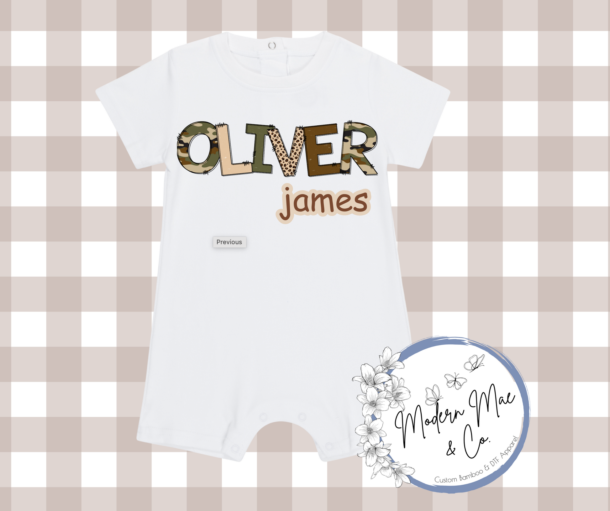 Boy SS Romper - Personalized Camo Theme