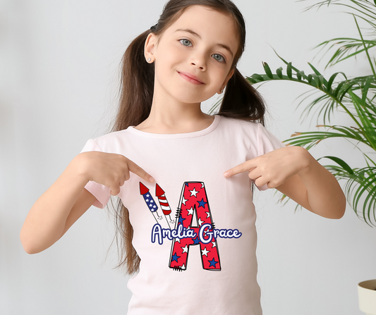 Youth Patriotic - Custom - Red, White and Blue Initial 2