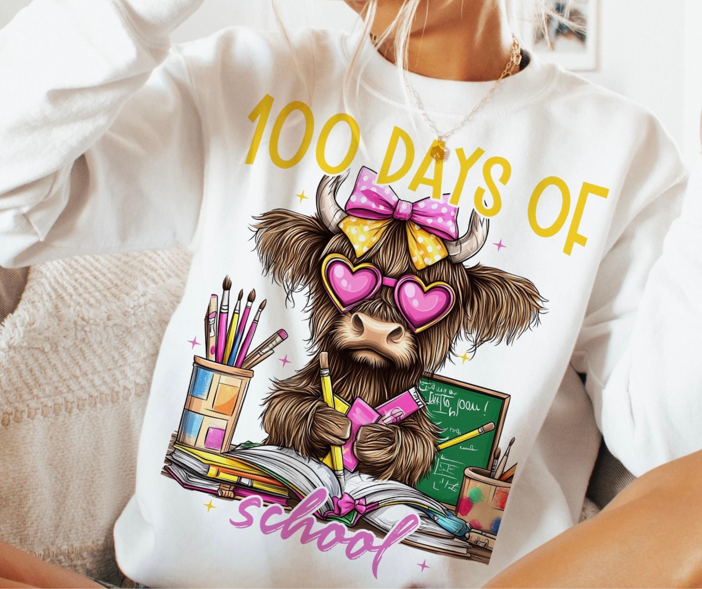 Teacher - 100 Days Highland Cow