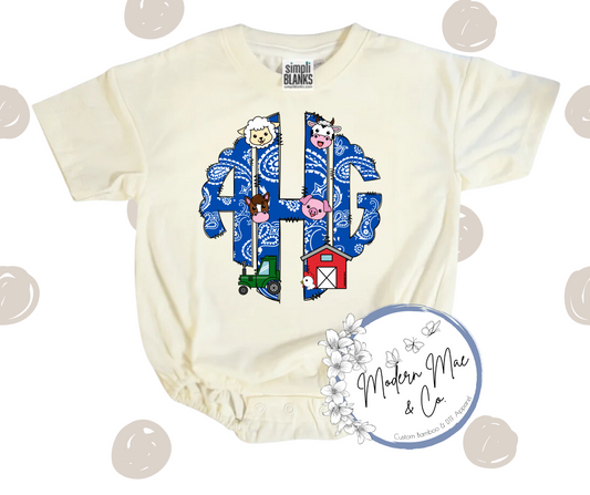 Personalized - Monogram - Farm Blue Bandana